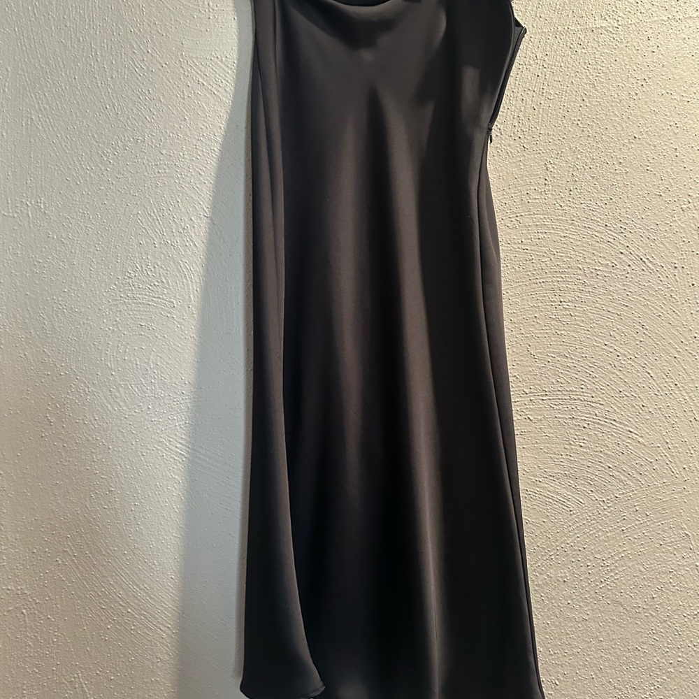 Black silk midi skirt